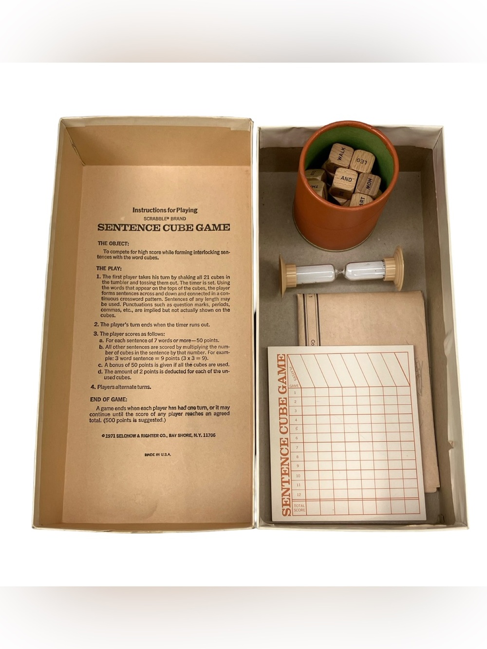 1971 Scrabble Sentence Cube Game Complete Vintage Selchow & Righter West Germany